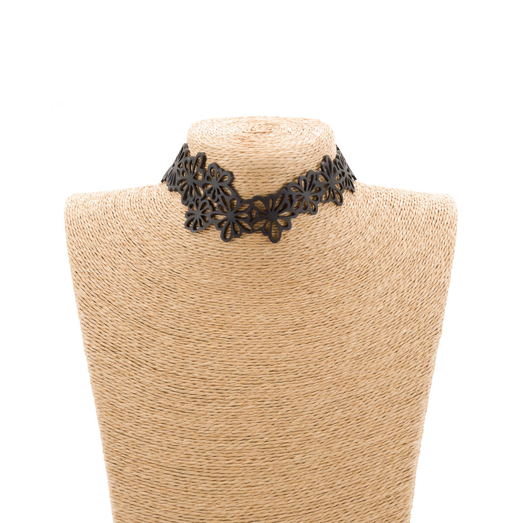 Dahlia Recycled Rubber Statement Flower Choker by Paguro Upcycle