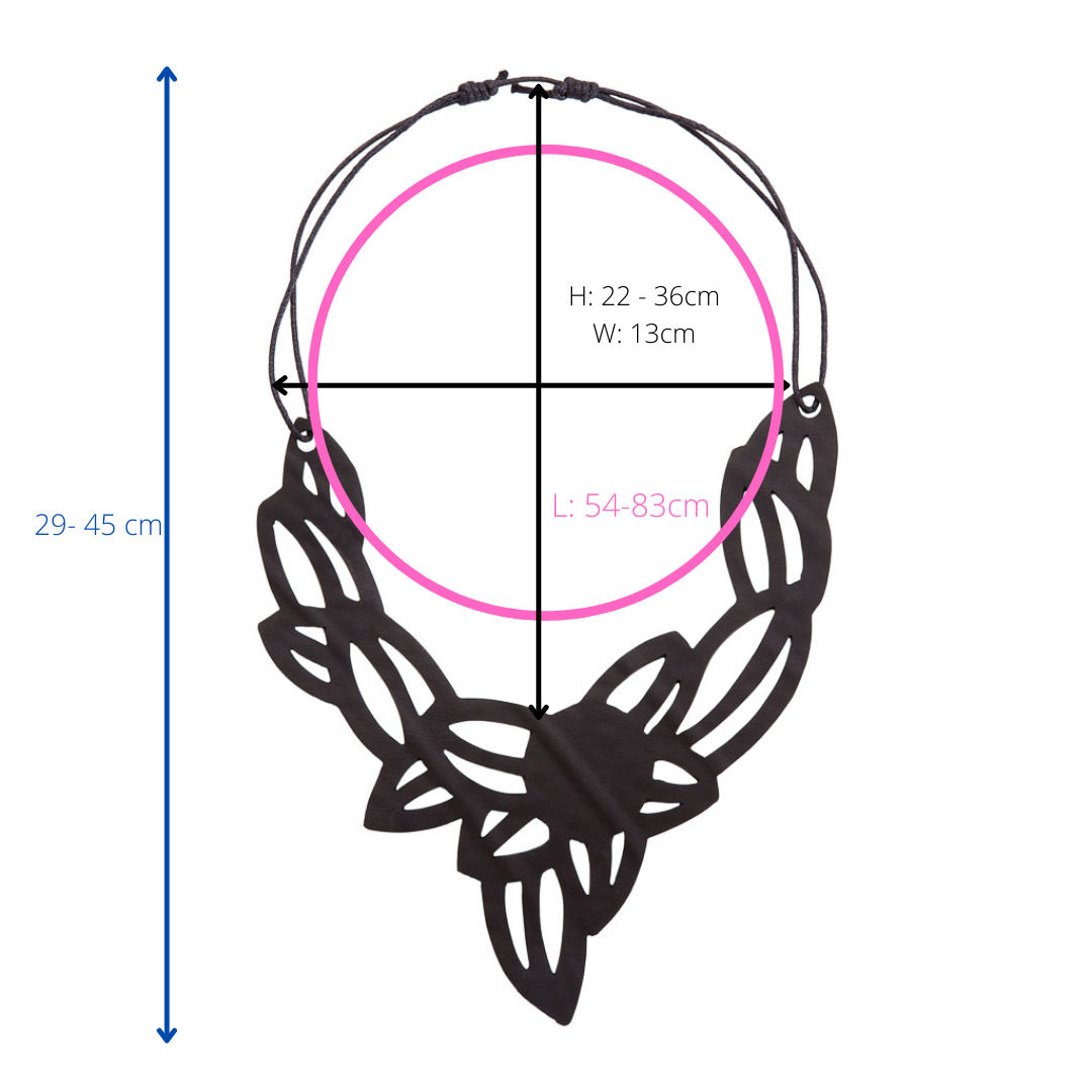 Paguro Upcycle vegan inner tube necklace with adjustable black pendant design