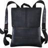 Paguro Upcycle black vegan inner tube backpack with adjustable straps and fold-over flap