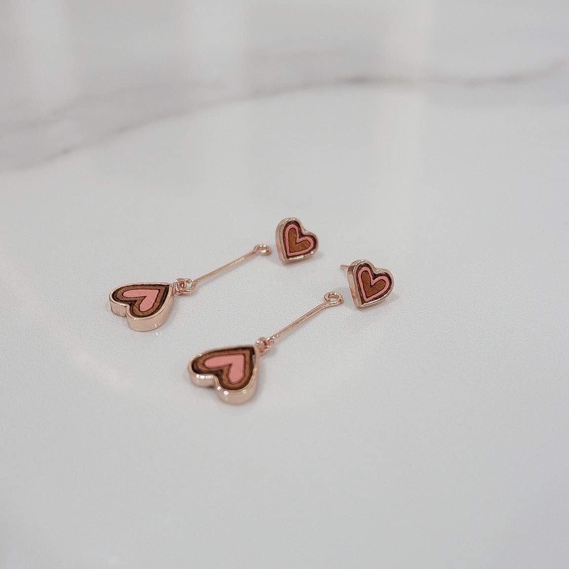 Love Recycled Wood Rose Gold Earrings