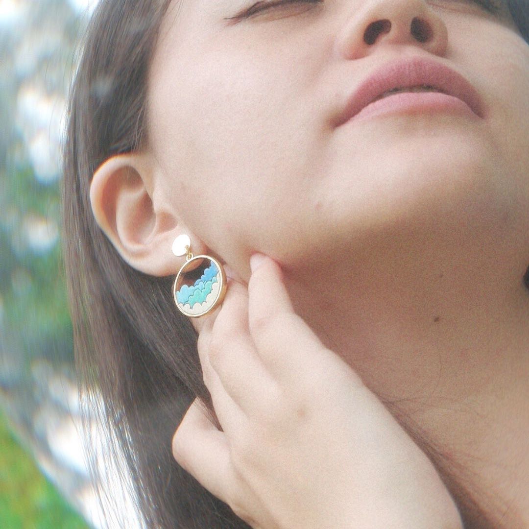Cloud Eco-friendly Recycled Wood Gold Earrings