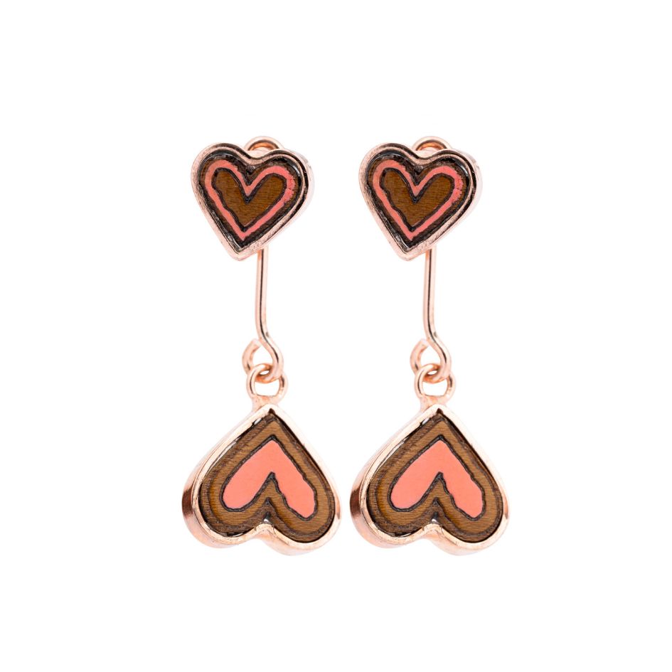 Love Recycled Wood Rose Gold Earrings