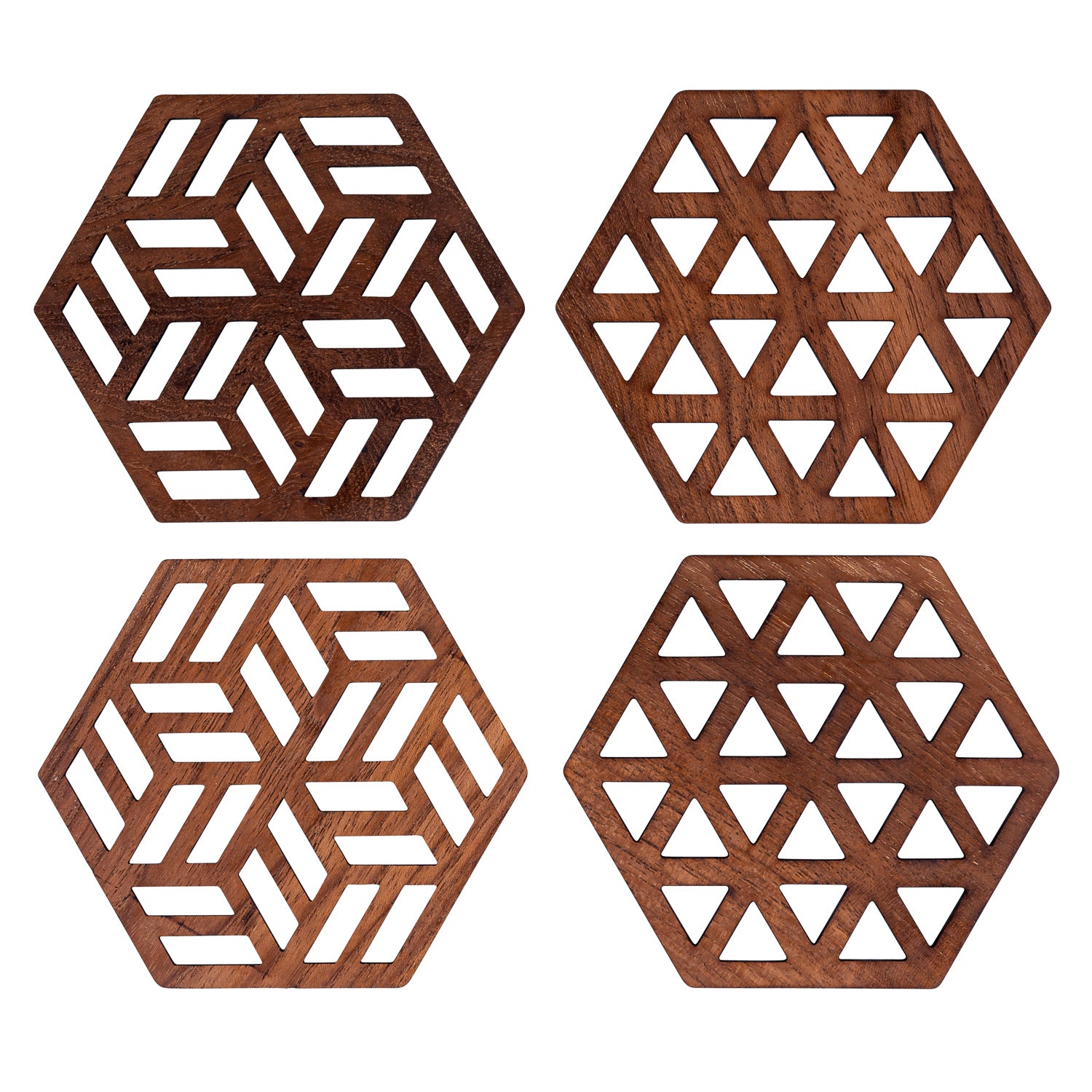 Zeta Upcycled Teak Wood Coasters - Set of 2 or 4