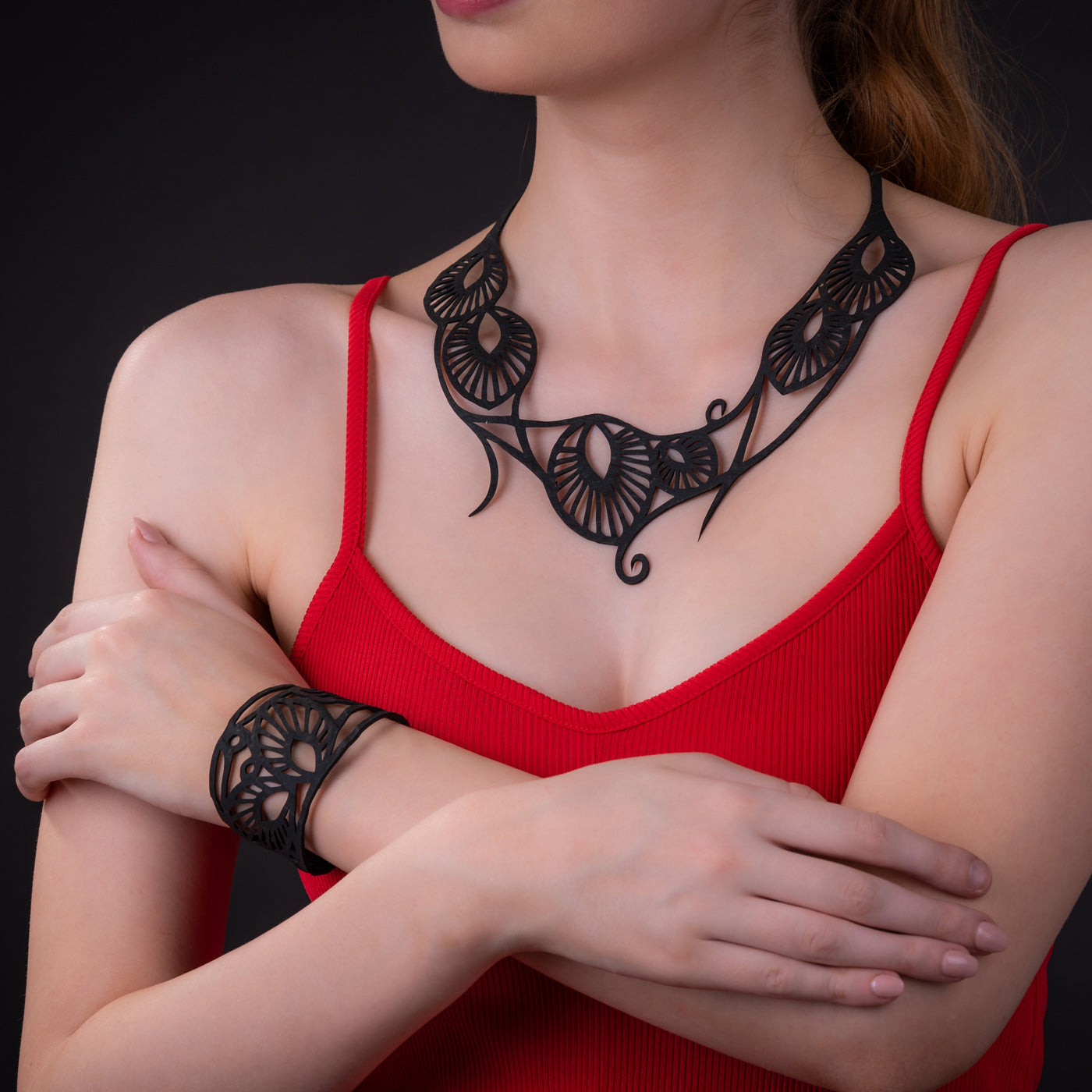 Leaf Art Nouveau Inner Tube Bracelet by Paguro Upcycle
