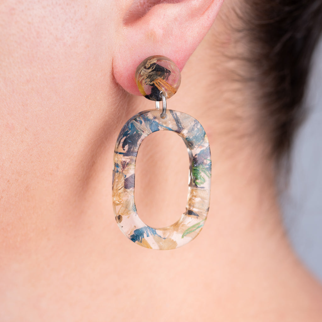 Opal Statement Resin Earrings by Paguro Upcycle