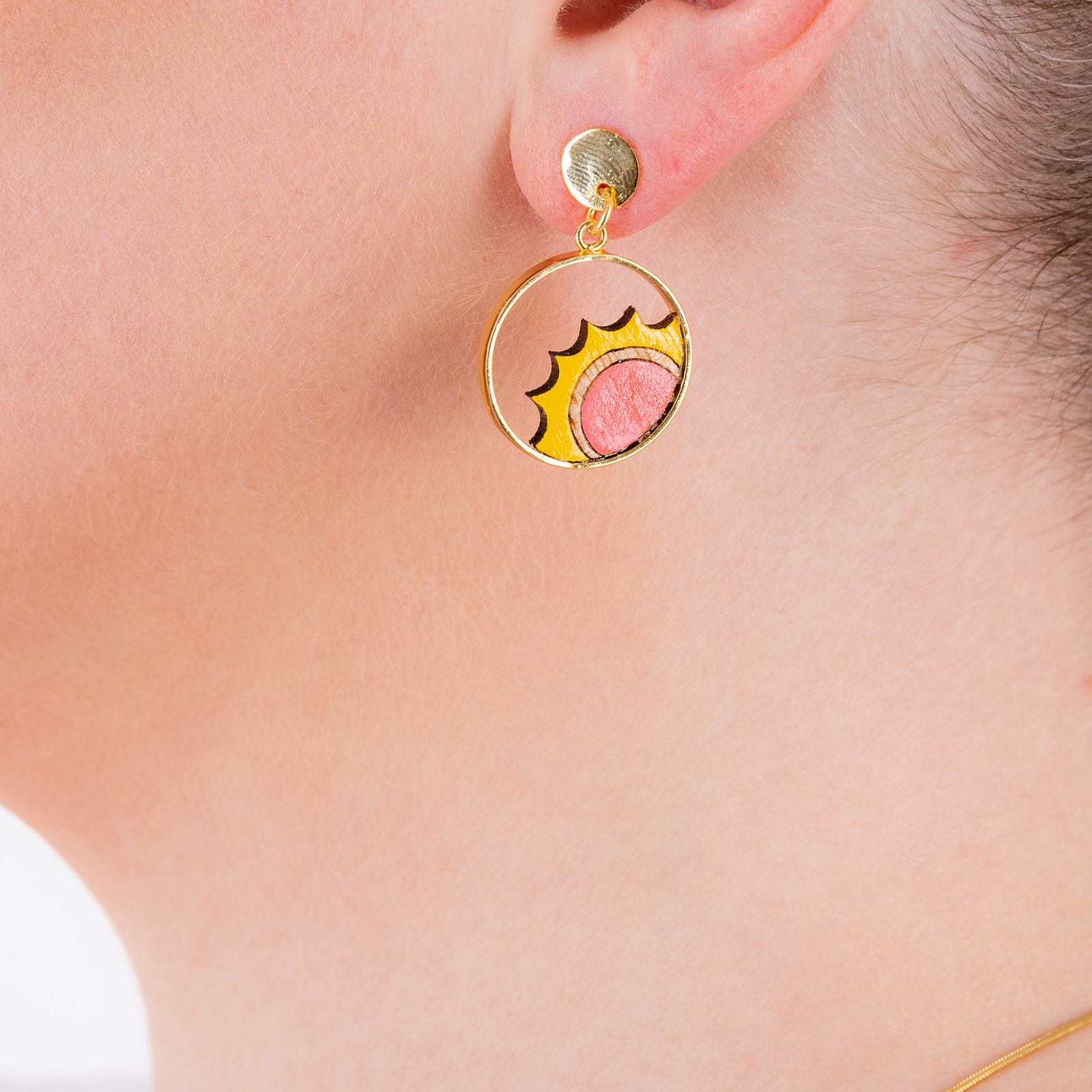 Sunshine Eco-friendly Recycled Wood Gold Earrings