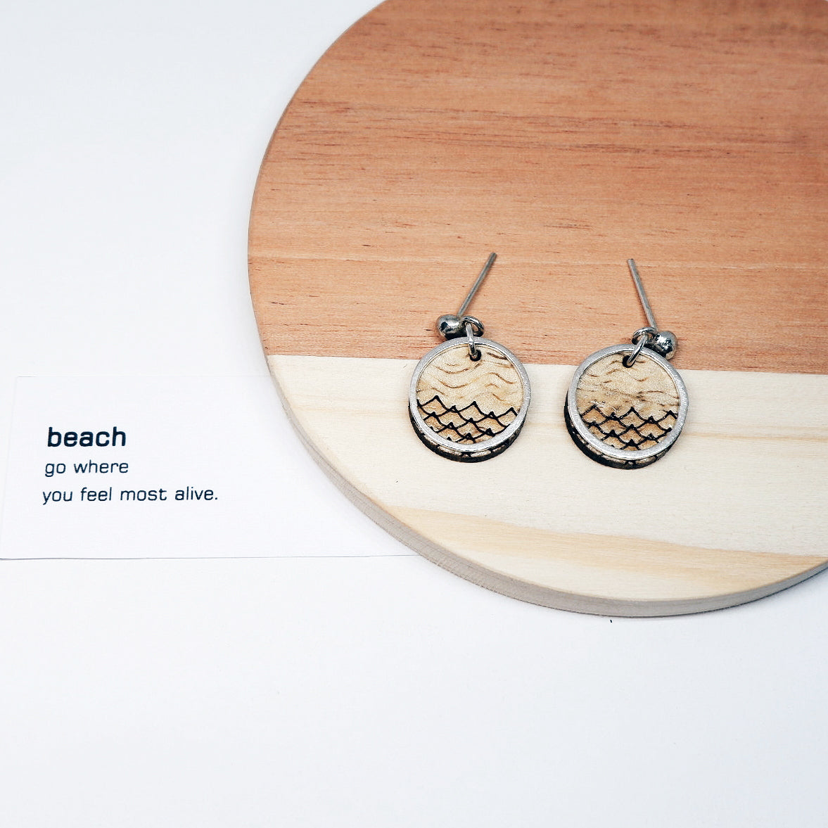 Beach Eco-friendly Recycled Wood Earrings by Paguro Upcycle
