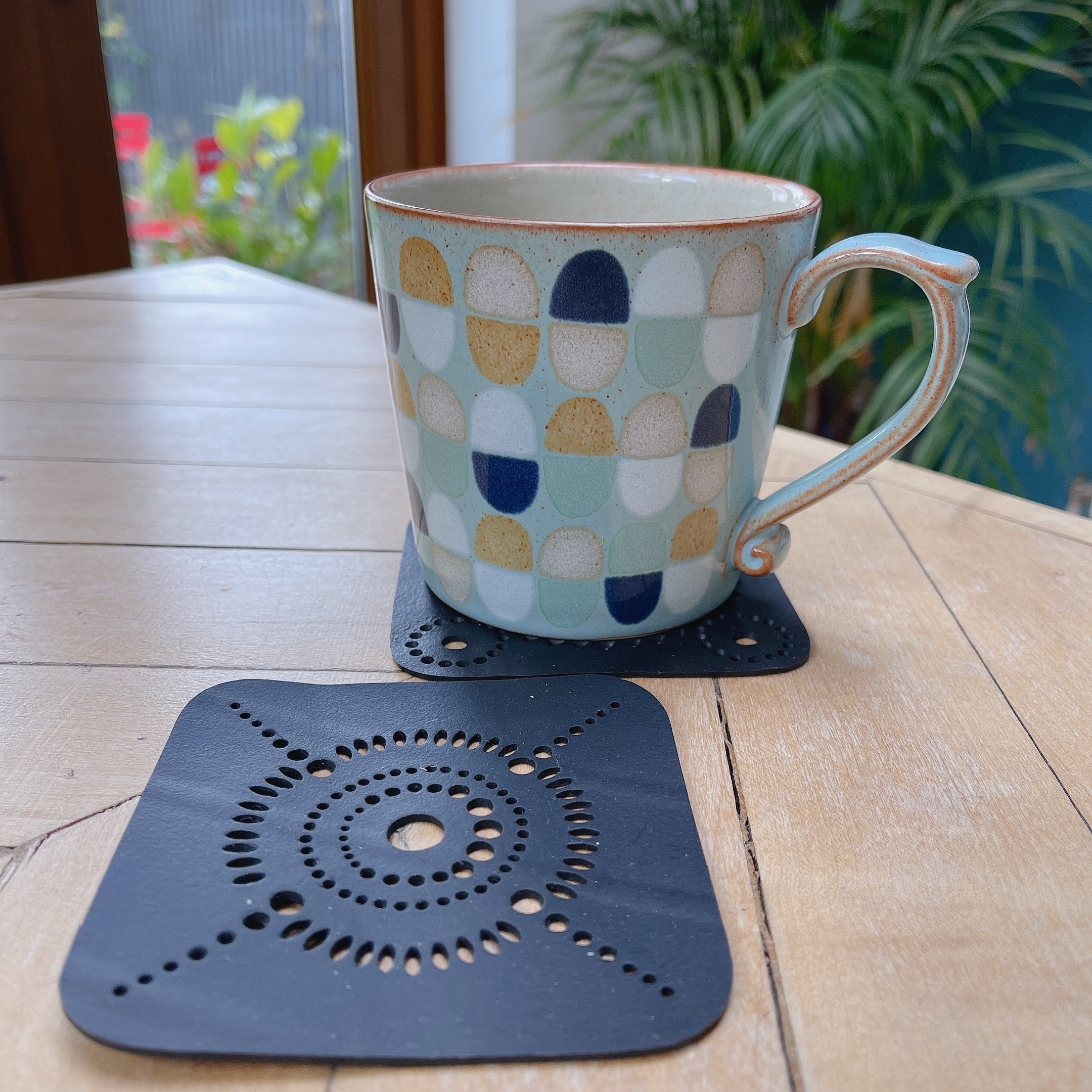 Square Handcrafted Recycled Rubber Coaster - A set of 2 or 4