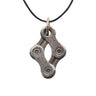 Paguro Upcycle recycled bike chain necklace pendant made from silver metal chain link on black leather cord