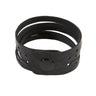 Paguro Upcycle black recycled rubber bracelet with button closure and multiple strap design