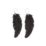 Paguro Upcycle upcycled rubber feather earrings in black with silver hooks eco-friendly jewelry