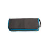 Paguro Upcycle vegan long zip purse in black with blue zipper and detailed stitching