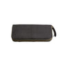 Paguro Upcycle black vegan long zip purse with textured pattern and gold zipper