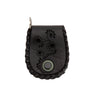 Paguro Upcycle black vegan coin purse with floral design and braided edges